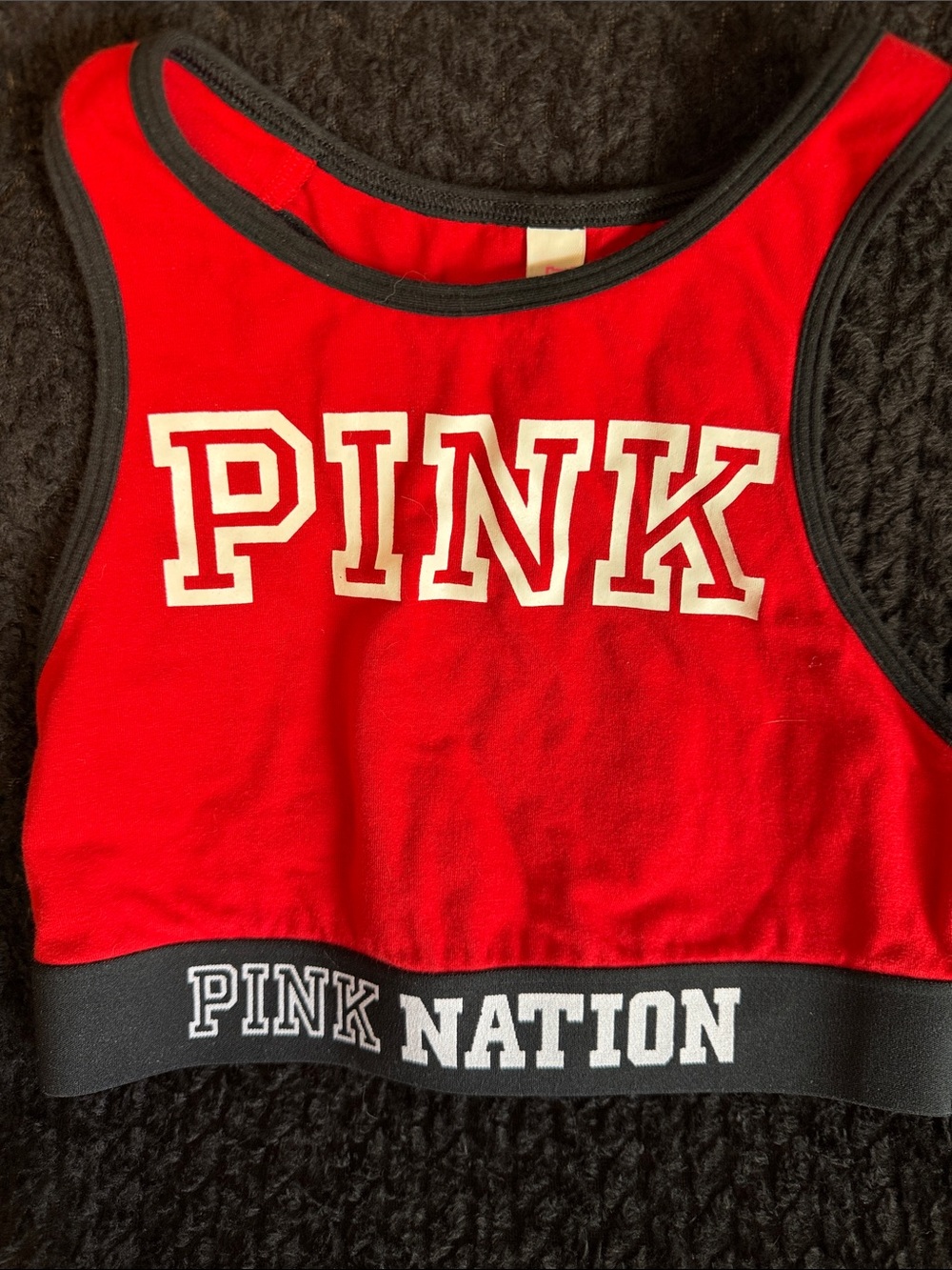PINK Victoria's Secret Red and Black Crop Top - PINK NATION